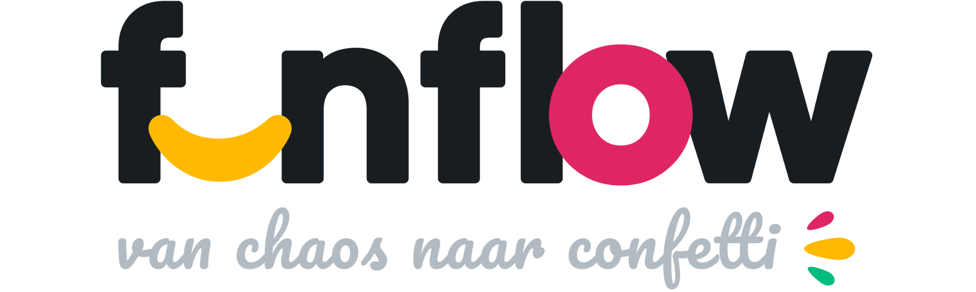 FunFlow logo — van chaos naar confetti